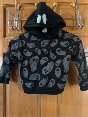 wonder nation Black Hoodie with Gray Ghost Print
